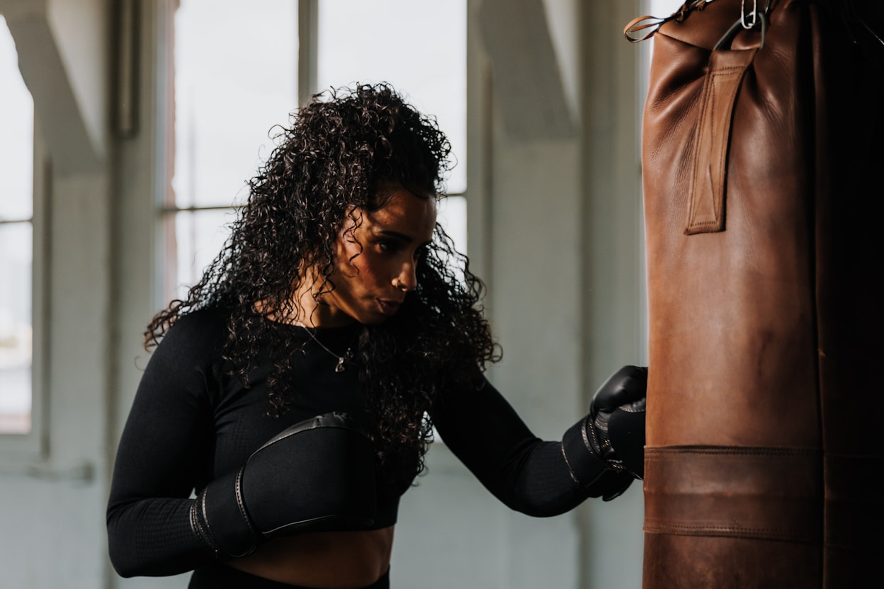 Woman boxing in gym